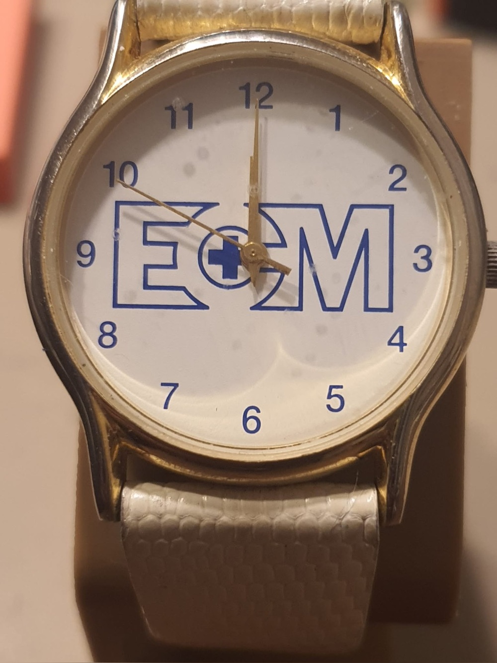 🦋10/$20🦋 ECM Goldtone/White Leather  Promo Women's Watch